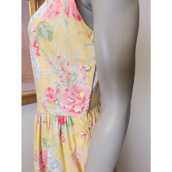 Women's Laura Ashley Cottage Core Floral Cotton Dress Yellow Size USA 10 - Picture 6 of 10